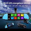 7.0 inch Android 4.4 system rearview mirror Bluetooth gps navigation dual camera 1080p car dvr