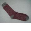 ladies double cylinder cotton sock with red slim stripes