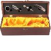 Wooden Wine Box with 4 pc wine accessories