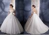 Brush Train Flower Tulle Ivory Wedding Gown